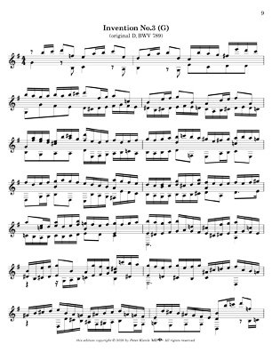 Bach Three Part Inventions for 7 String Guitar